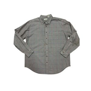 Vintage LL Bean Men's Brown Blue Plaid Long Sleeve‎ Casual  Button Down Size XL